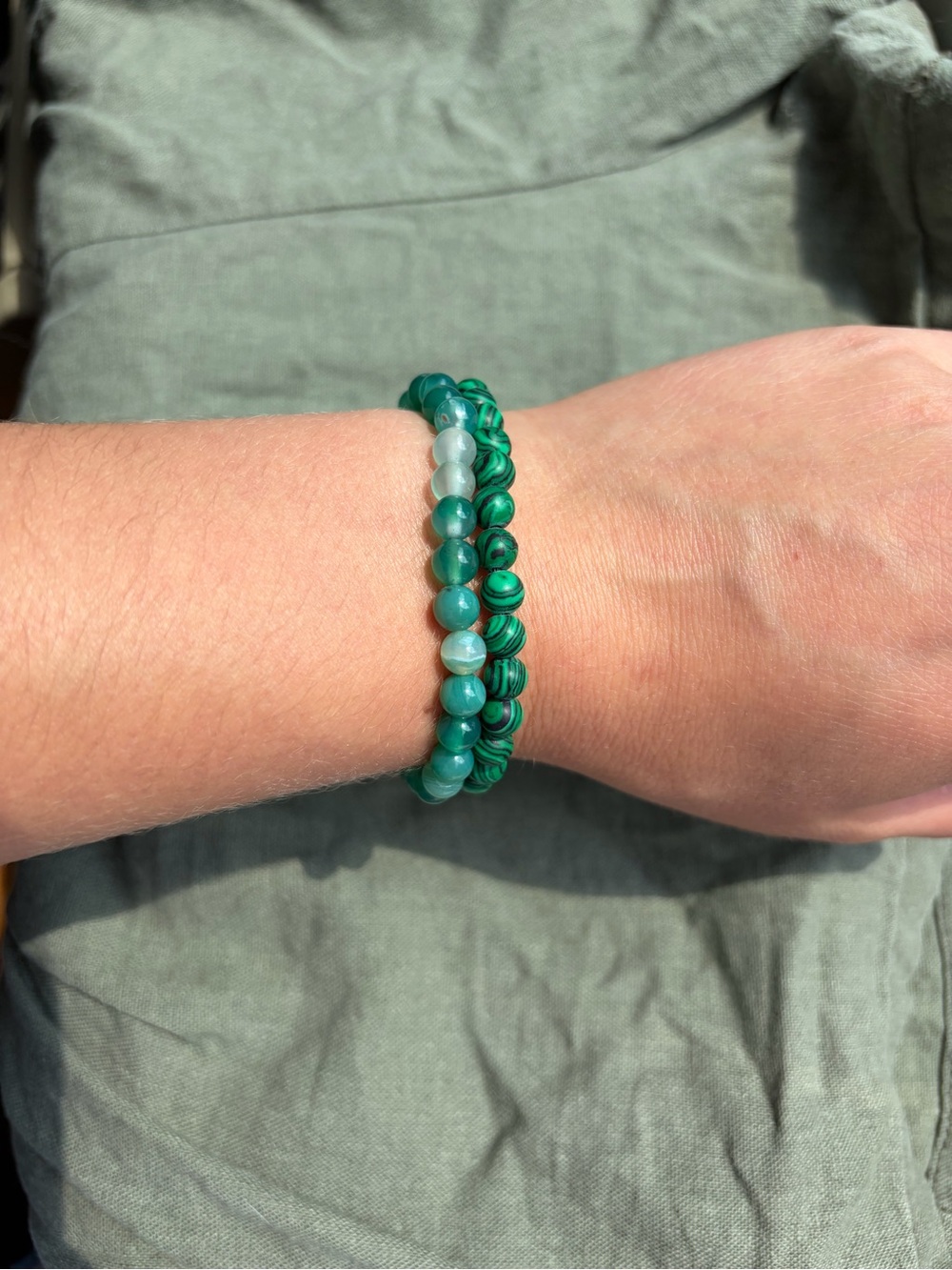 Green Beaded Stretch Bracelet Set - Women Jewelry